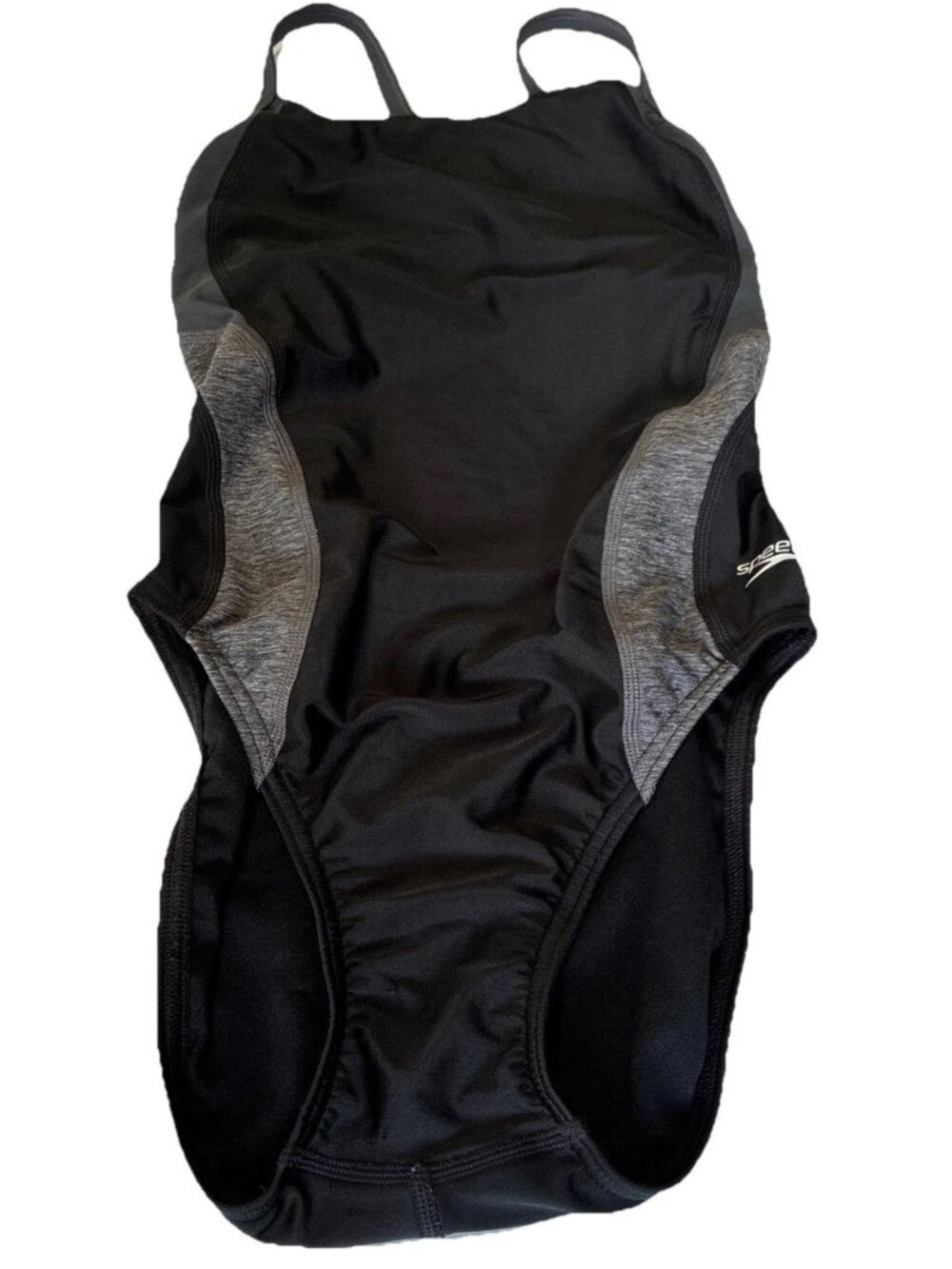 Speedo Women's Relaunch Splice Flyback One Piece Swimsuit Black/Grey Size 8/34